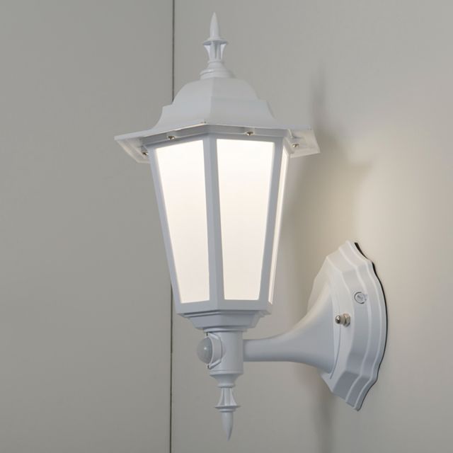Manta 7w 4000K LED PIR Polycarb Upward Lantern White
